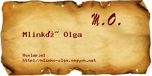 Mlinkó Olga névjegykártya